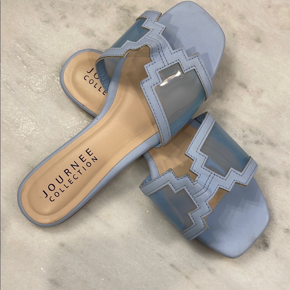 NWOT Journee Collection Women's Blue Slide Sandals